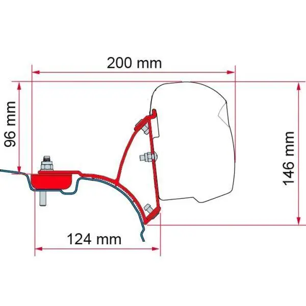 Utolsó esély Adapter Fiamma Kit F43van árnyékolóhoz, VW T5/T6 Multivanhoz